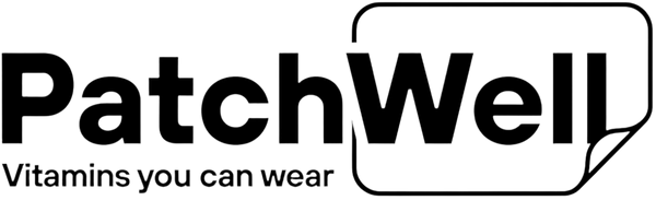 PatchWell logo with tagline 'Vitamins you can wear' on a white background